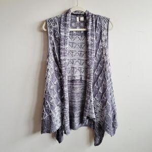 Anthropologie Moth Lavena Pointelle Draped Open Front Cardigan Sweater Vest